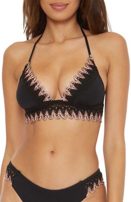 Becca Layla Crochet Trim Bikini Top in Black