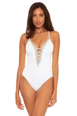 Becca Layla Plunge One Piece Swimsuit in White