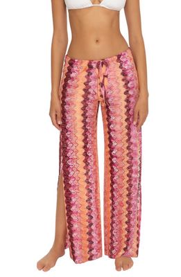 Becca Manu Bay Knit Cover-Up Pants in Rose Violet Multi