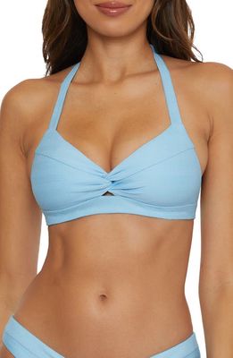 Becca Prima Twist Bikini Top in Ice Blue