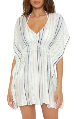 Becca Radiance Woven Cover-Up Tunic in White /Navy
