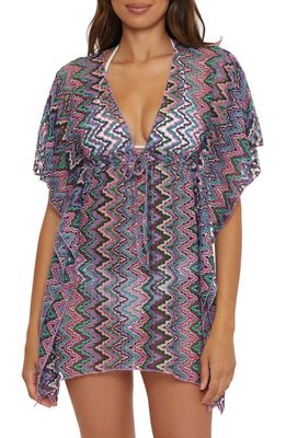 Becca Sundown Tie Front Cover-Up Tunic in Verde/Malva