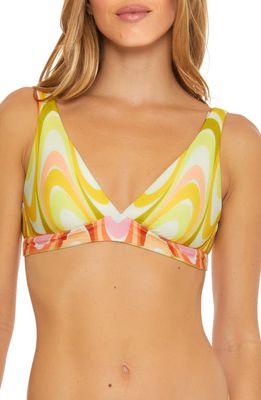 Becca Whirlpool Reversible Bikini Top in Orange/Yellow Multi