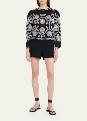 Beck Embroidered Long-Sleeve Top