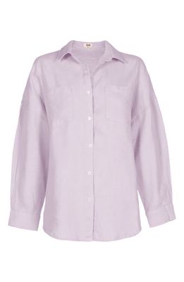 Bed Threads Long Sleeve Linen Button-Up Shirt in Lilac