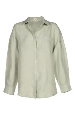 Bed Threads Long Sleeve Linen Button-Up Shirt in Sage