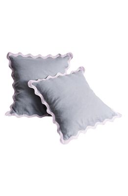Bed Threads Set of 2 Scalloped Linen Euro Pillowcases in Grey Tones