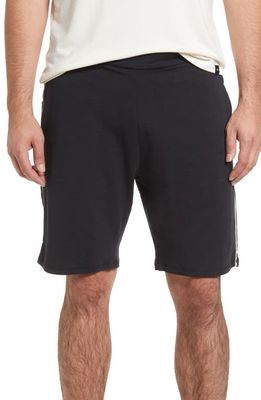 BEDFELLOW Stretch Pajama Shorts in Black With White Piping