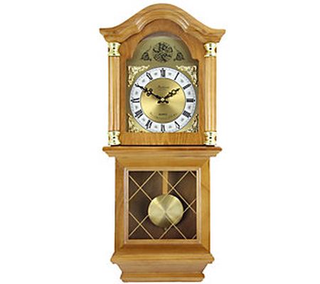 Bedford Clock Classic 26" Oak Finish Chiming Wa ll Clock