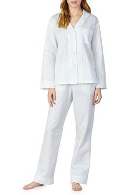 BedHead Pajamas 3D Stripe Organic Cotton Sateen Pajamas in White