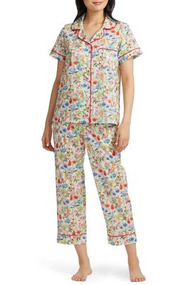 BedHead Pajamas Floral Print Stretch Organic Cotton Jersey Crop Pajamas in London Print