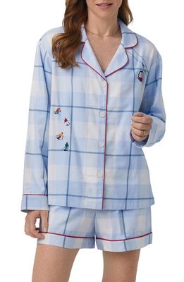 BedHead Pajamas Holiday Print Cotton Flannel Short Pajamas in Peaceful Plaid