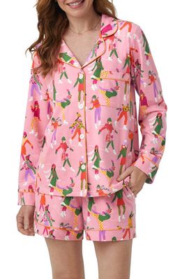 BedHead Pajamas Holiday Print Stretch Organic Cotton Jersey Short Pajamas in Skating Away