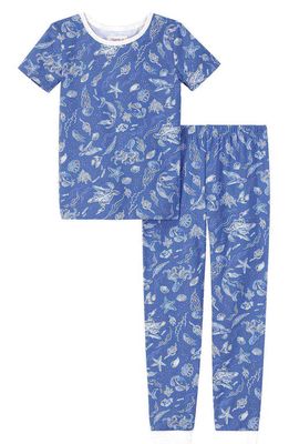 BedHead Pajamas Kids' Print Fitted Knit Two-Piece Pajamas in High Tide