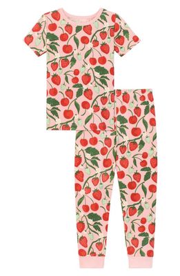 BedHead Pajamas Kids' Print Fitted Stretch Organic Cotton Two-Piece Pajamas in Berry Bliss