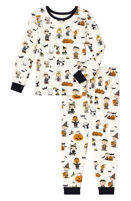 BedHead Pajamas Kids' x Peanuts Print Fitted Organic Cotton Jersey Two-Piece Pajamas in Halloween Snoopy