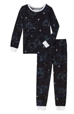 BedHead Pajamas Kids' x Peanuts® Print Fitted Organic Cotton Jersey Two-Piece Pajamas in Celestial Snoopy