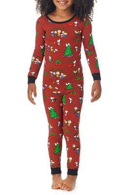 BedHead Pajamas Peanuts Kids' Fitted Two-Piece Pajamas in Peanuts Holiday Party
