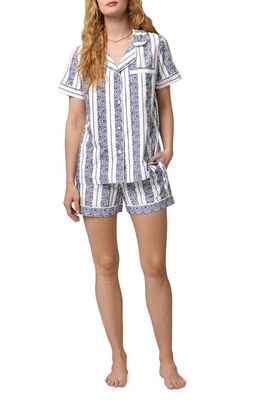 BedHead Pajamas Print Cotton & Silk Blend Short Pajamas in Provencal Stripe