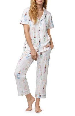 BedHead Pajamas Print Crop Organic Cotton Knit Pajamas in Champagne Wedding