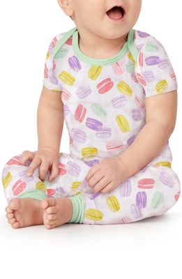 BedHead Pajamas Print Fitted Stretch Organic Cotton Two-Piece Pajamas in Delice Les Macarons