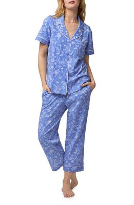 BedHead Pajamas Print Organic Cotton Blend Crop Pajamas in High Tide