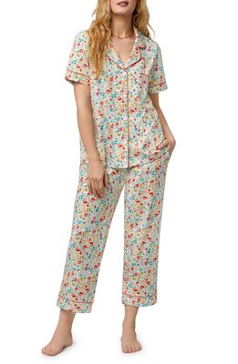 BedHead Pajamas Print Organic Cotton Blend Crop Pajamas in Inflorescence