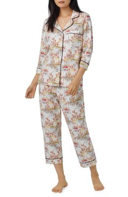 BedHead Pajamas Print Organic Cotton Jersey Crop Pajamas in Fall In Paris