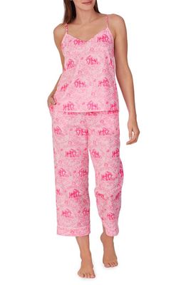 BedHead Pajamas Print Organic Cotton Poplin Crop Pajamas in Elegant Elephants