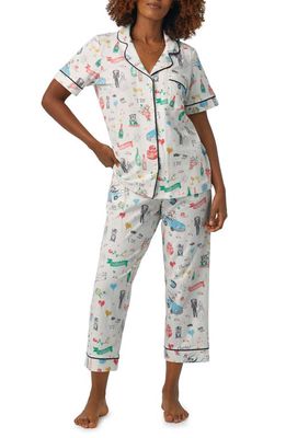 BedHead Pajamas Print Stretch Organic Cotton Jersey Crop Pajamas in Just Married 