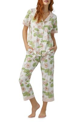 BedHead Pajamas Print Stretch Organic Cotton Jersey Crop Pajamas in Lily Pond