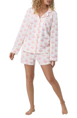 BedHead Pajamas Print Stretch Organic Cotton Jersey Short Pajamas in Champagne Coupe