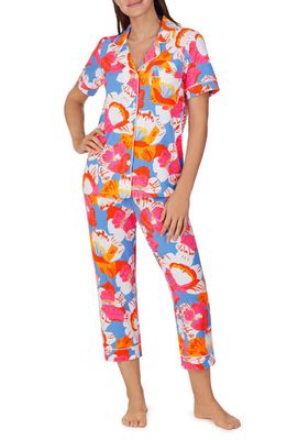 BedHead Pajamas x Trina Turk Floral Organic Cotton Jersey Crop Pajamas in Morning Flowers