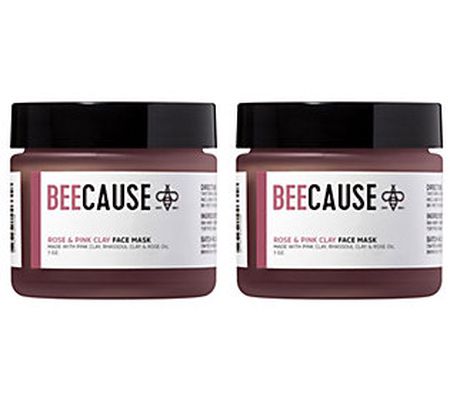 BEECAUSE Rose & Pink Clay Face Mask Duo