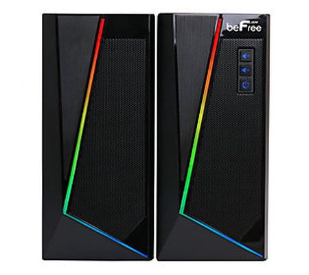 beFree Sound 2.0 Computer Gaming Speakers w/ Co lor LED Lights