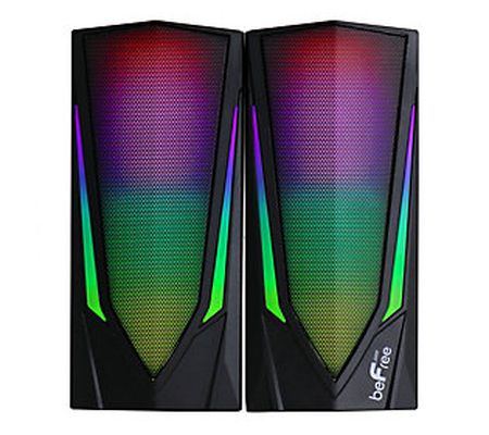 beFree Sound 2.0 Computer Gaming Speakers w/ LE D RGB Lights