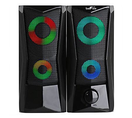 beFree Sound Computer Gaming Speakers w/ Color LED RGB Lights