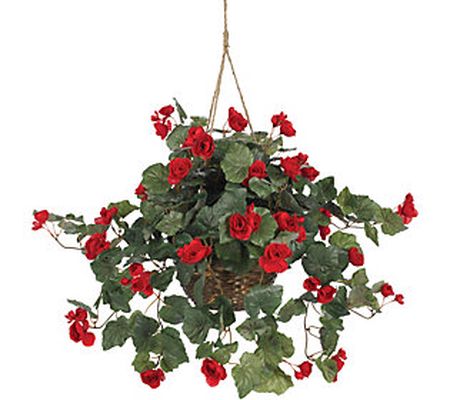 Begonia Hanging Basket by Nearly Natural