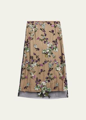 Begonia Sequined Overlay Midi Skirt