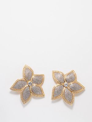 Begüm Khan - Lotus 24kt Gold-plated Clip Earrings - Womens - Crystal Multi
