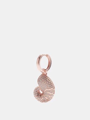 Begüm Khan - Nautilus 24kt Rose-gold Plated Single Hoop Earring - Womens - Pink