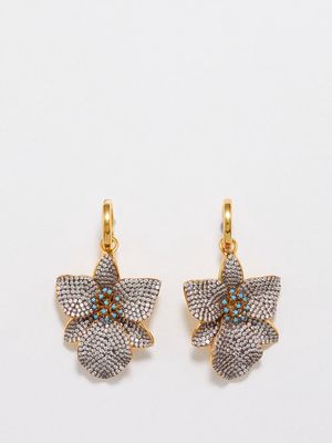Begüm Khan - Orchid 24kt Gold-plated Hoop Earrings - Womens - Crystal Multi