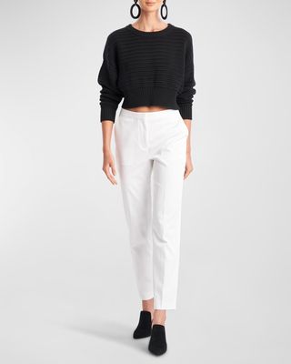 Beijing Cropped Rib-Knit Pullover
