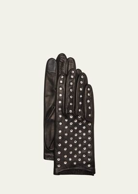 Bejeweled Leather Gloves