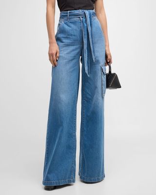Belisa Belted Wide-Leg Cargo Jeans