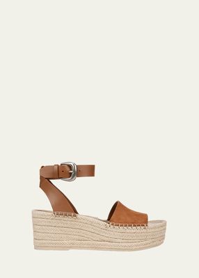 Belisa Mixed Leather Ankle-Strap Espadrilles