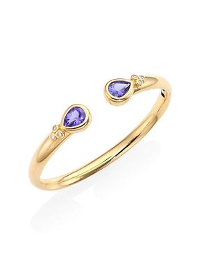 Bella 18K Yellow Gold, Tanzanite & Diamond Cuff Bracelet