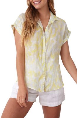 Bella Dahl Abstract Print Short Sleeve Linen Shirt in Layered Spots Print