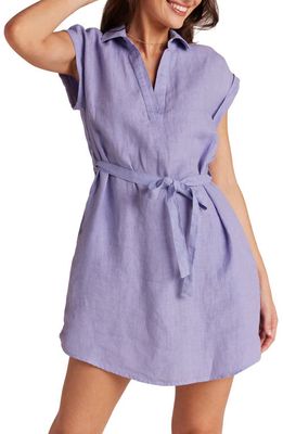 Bella Dahl Belted Tunic Shirtdress in Purple Iris
