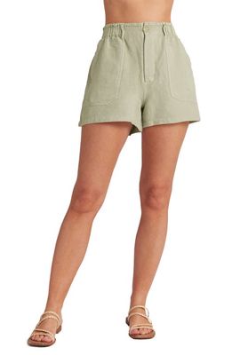 Bella Dahl Callie Linen Blend Paperbag Waist Shorts in Muted Army